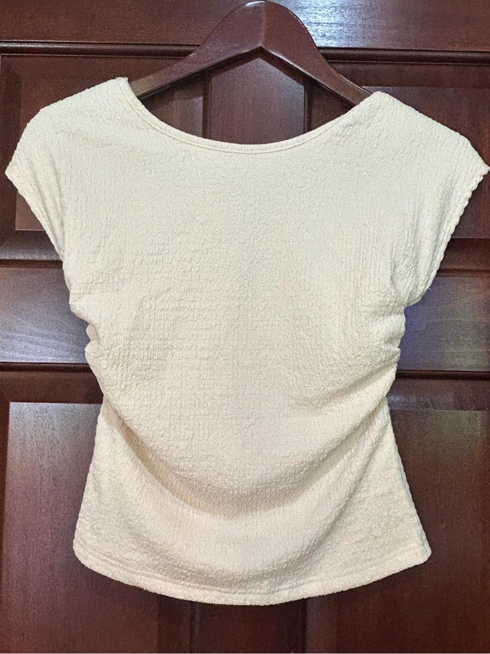 ASTR The Label Cream Textured Open Square Back Top Size XS
